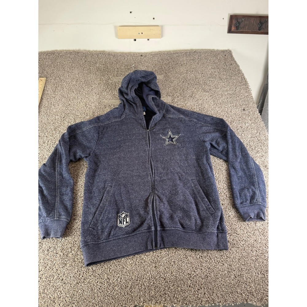 Dallas Cowboys NFL Onfield Reebok Mens Navy Blue Full Zip Hoodie Sweatshirt L